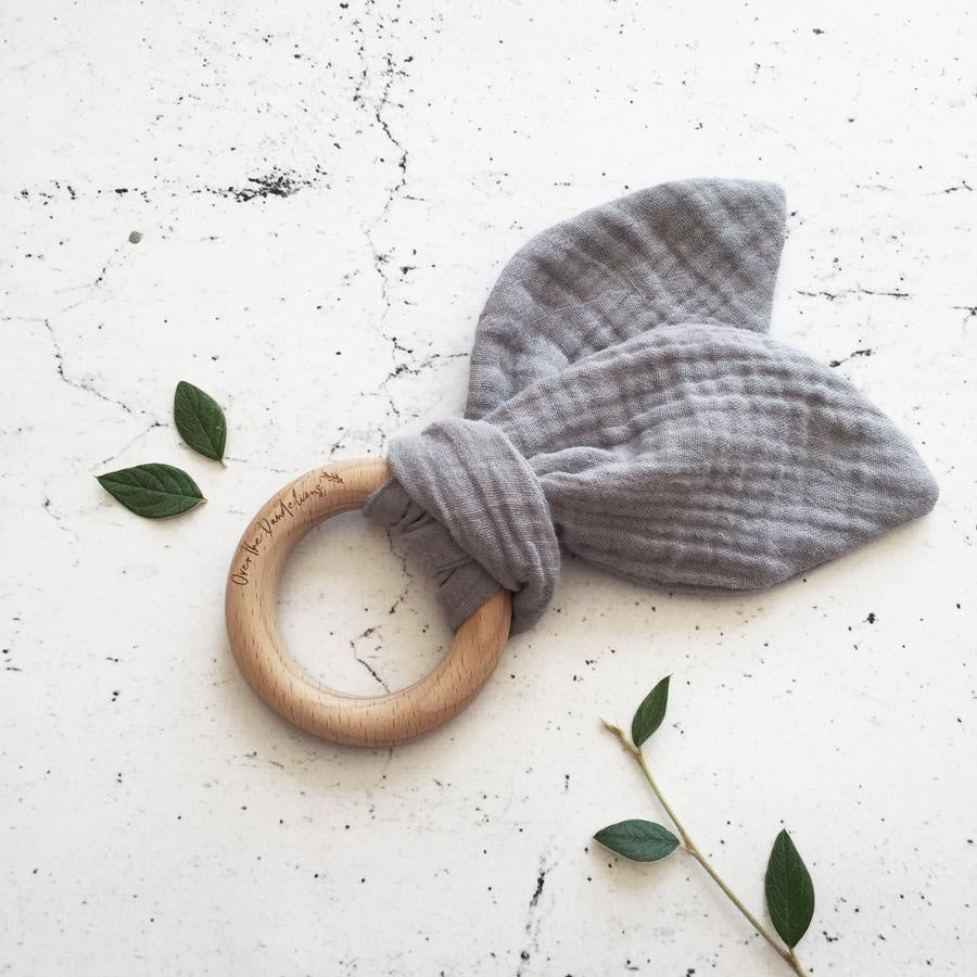 Over the Dandelions Organic Bunny Ears Teether Cloudy - Urban Naturals