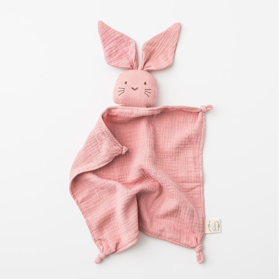 Over The Dandelions Organic Muslin Bunny Lovey - Shell Pink - Urban Naturals