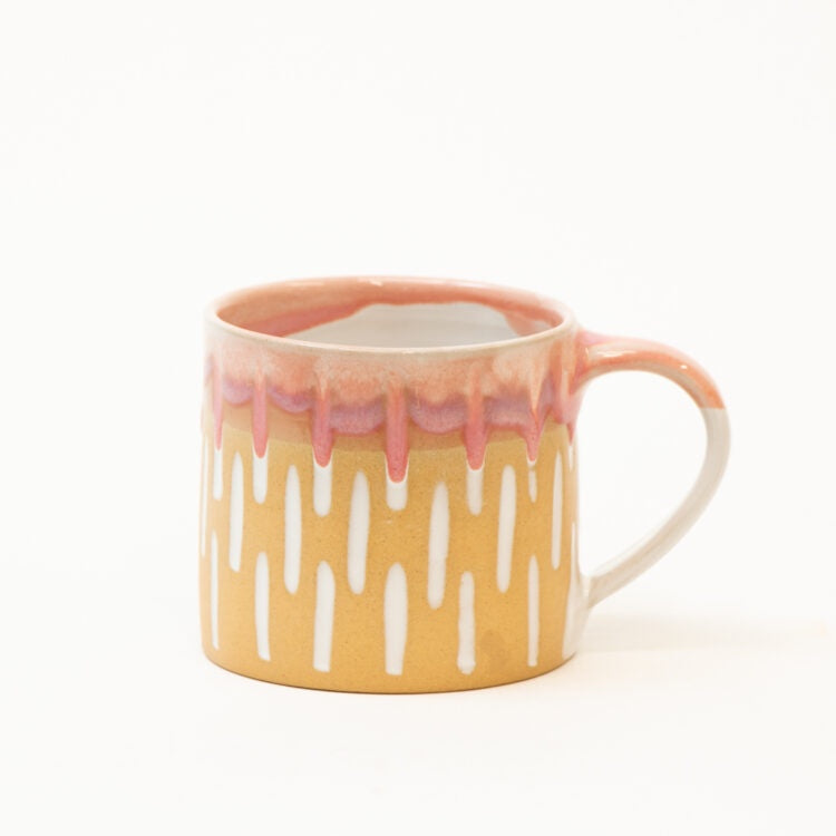 Etched Stoneware Mug - Natural & Pink - Urban Naturals