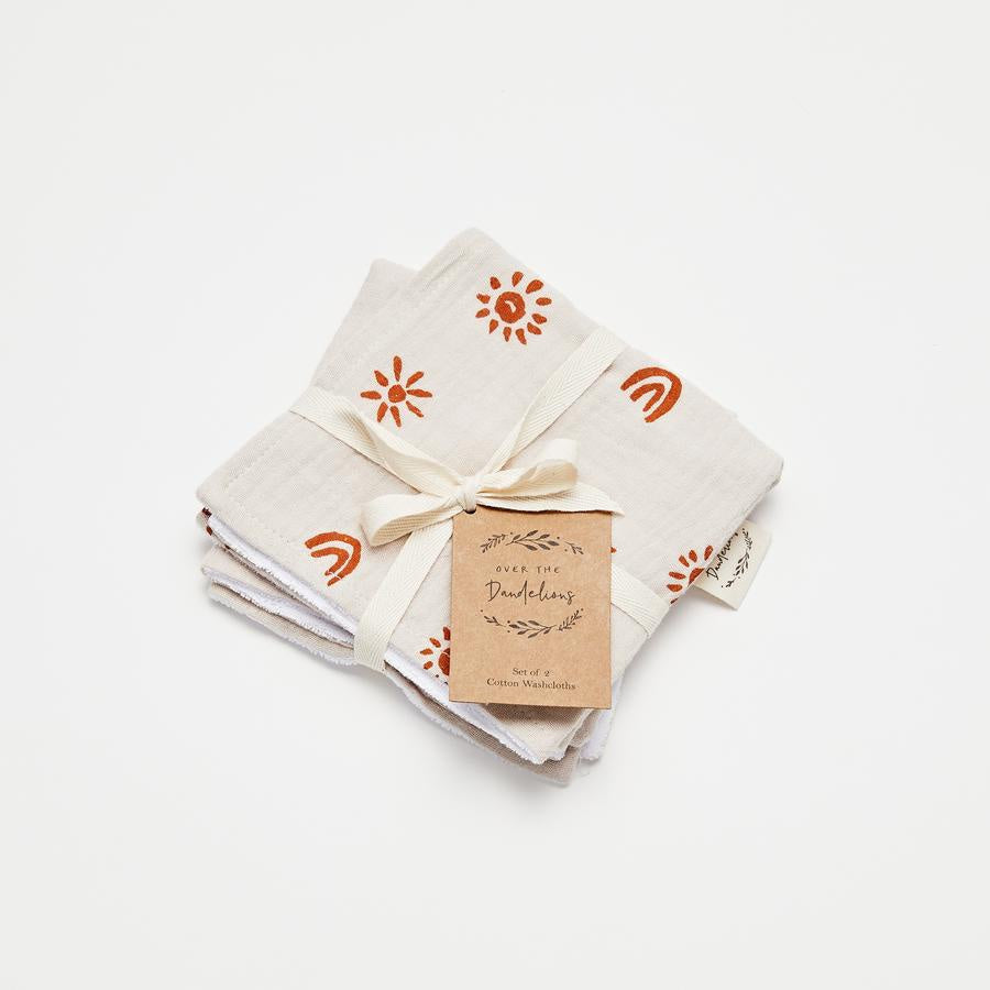 Over The Dandelions Wash Cloth Set Of 2 - Sunny Sand/Amber - Urban Naturals