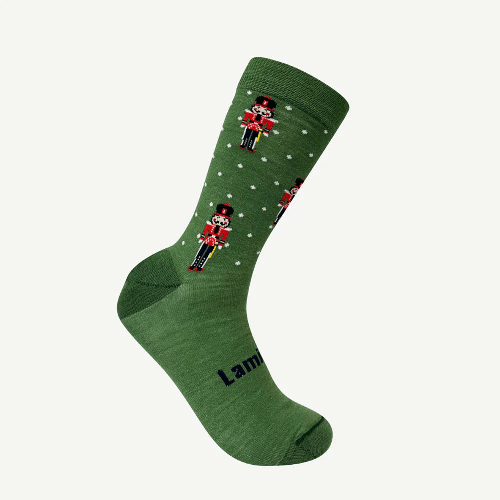 Lamington Mens Xmas Socks -  Green Nutcracker