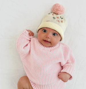 Over The Dandelions Knitted Organic Cotton Beanie - Daisy - Urban Naturals