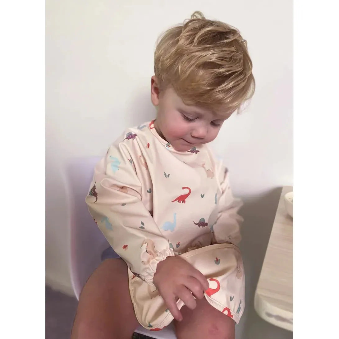 Over The Dandelions Longsleeved Waterproof Bib -  Dinosaur - Urban Naturals