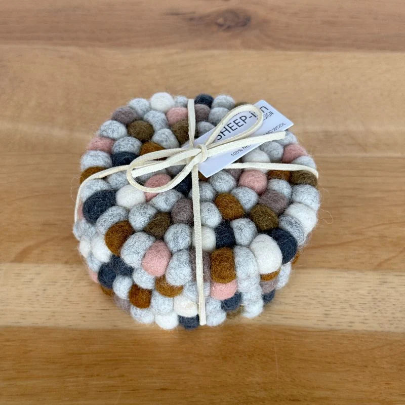 Sheep-ish Design Felted Ball Coasters - Urban Naturals