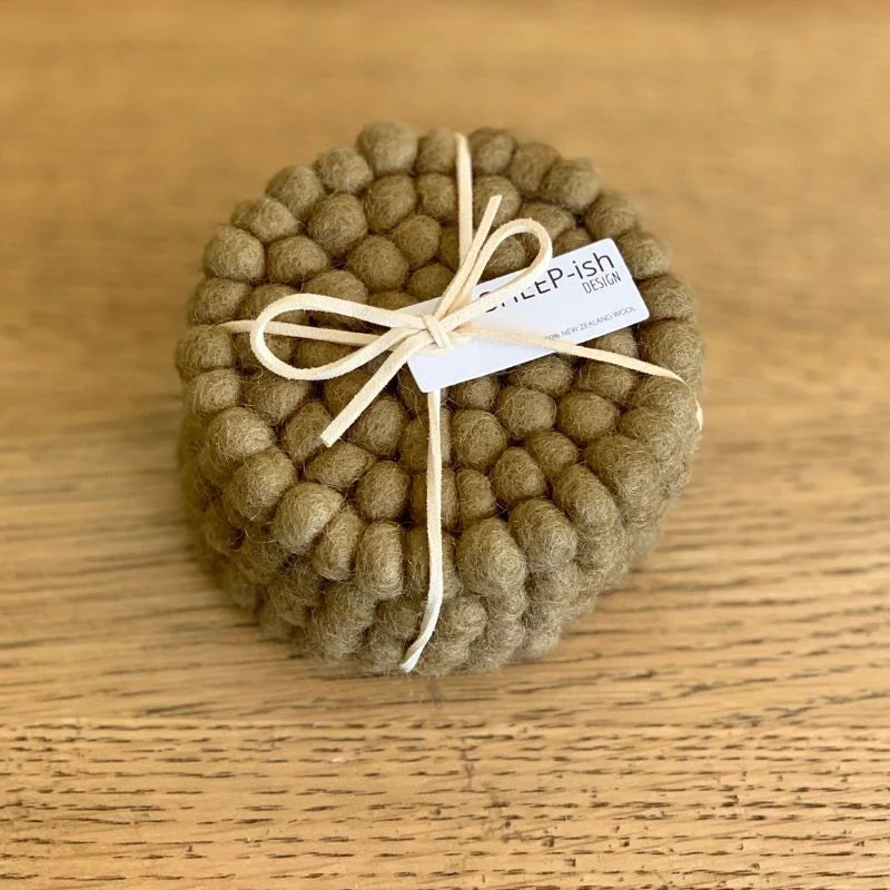 Sheep-ish Design Felted Ball Coasters - Urban Naturals