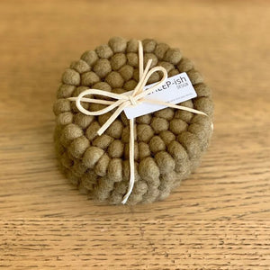 Sheep-ish Design Felted Ball Coasters - Urban Naturals