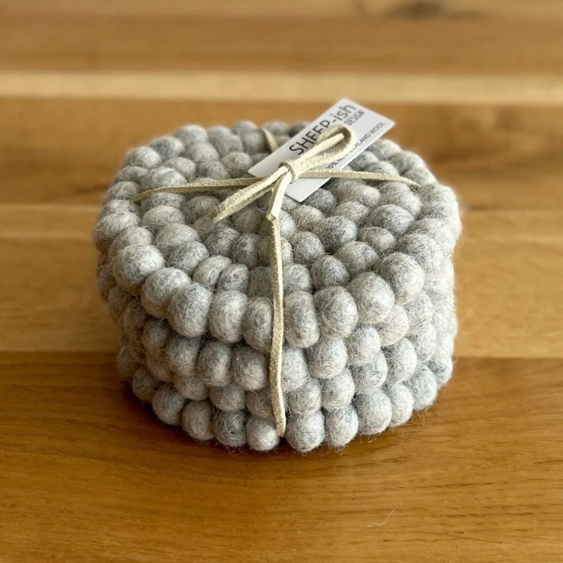 Sheep-ish Design Felted Ball Coasters - Urban Naturals