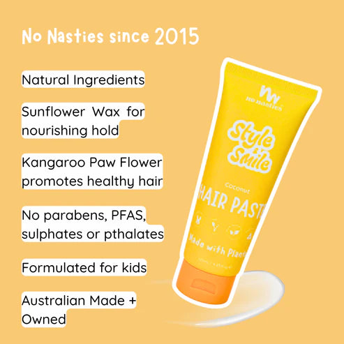 No Nasties Kids Plant Based Hair Paste in - Fresh Coconut and Zesty Lime 125ml
