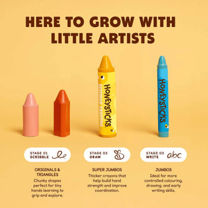 Honeysticks Beeswax Crayons - Jumbo 16 Pack - Urban Naturals