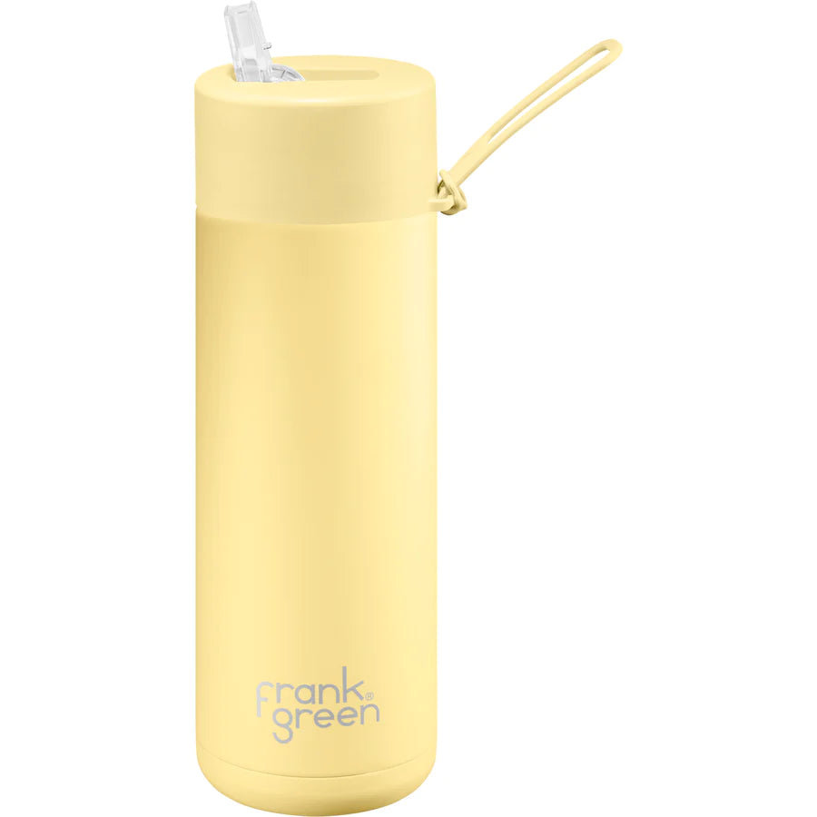 Frank Green 20OZ (595ml) Ceramic Reusable Bottle w Straw Lid - Buttermilk - Urban Naturals