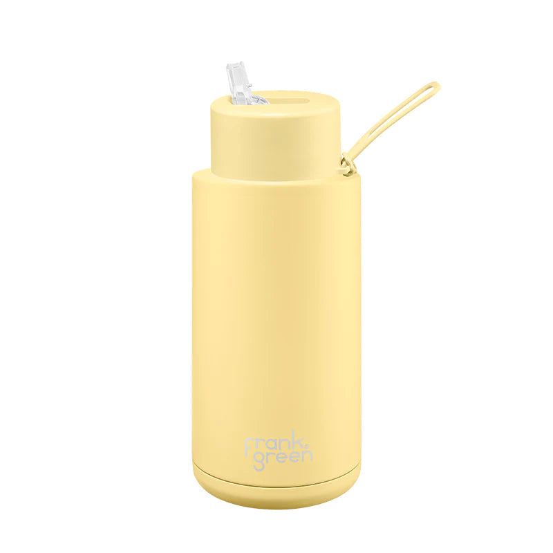 Frank Green 34OZ (1L) Ceramic Reusable Bottle w Straw Lid - Buttermilk - Urban Naturals
