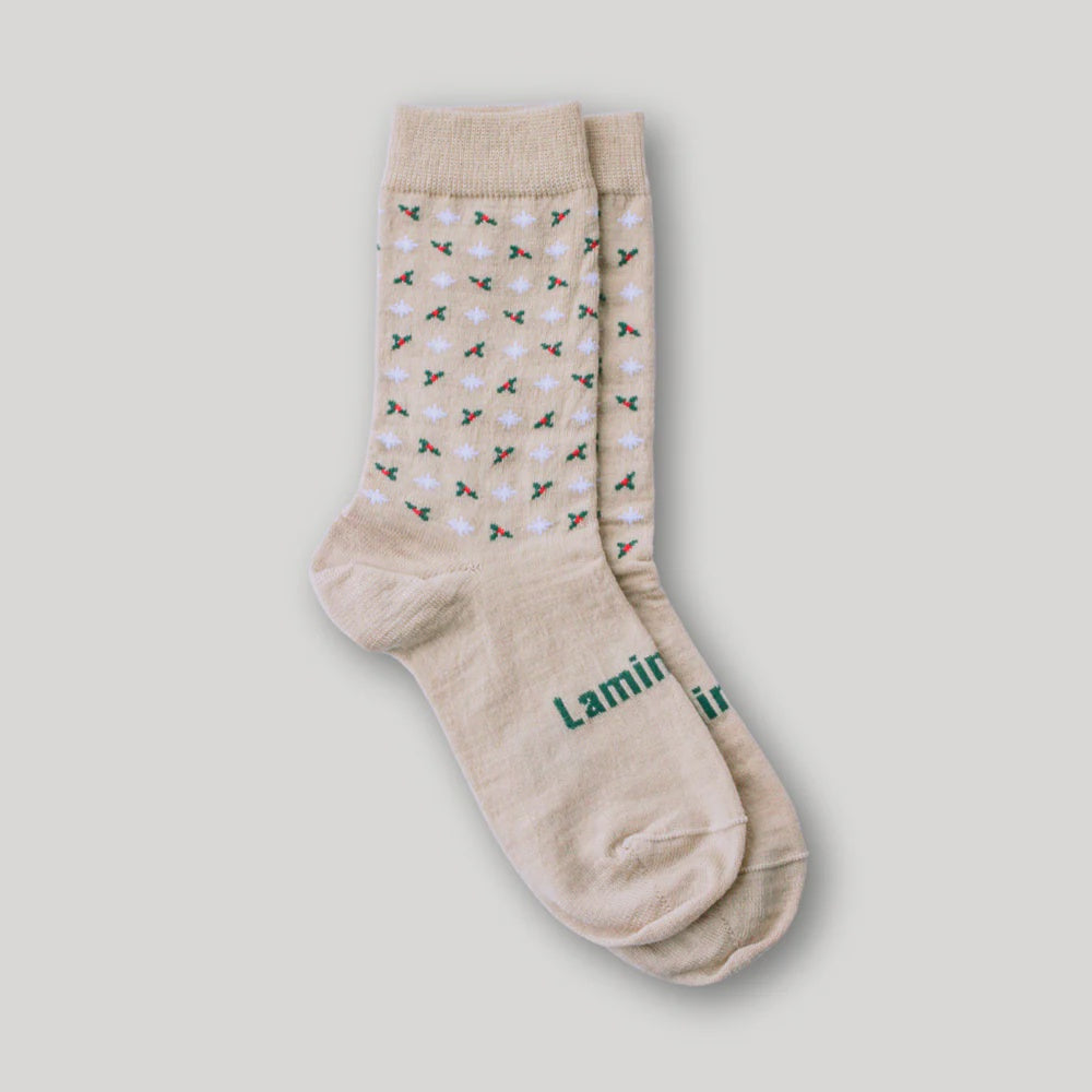 Lamington Merino Mens Christmas Socks - Holly - Urban Naturals