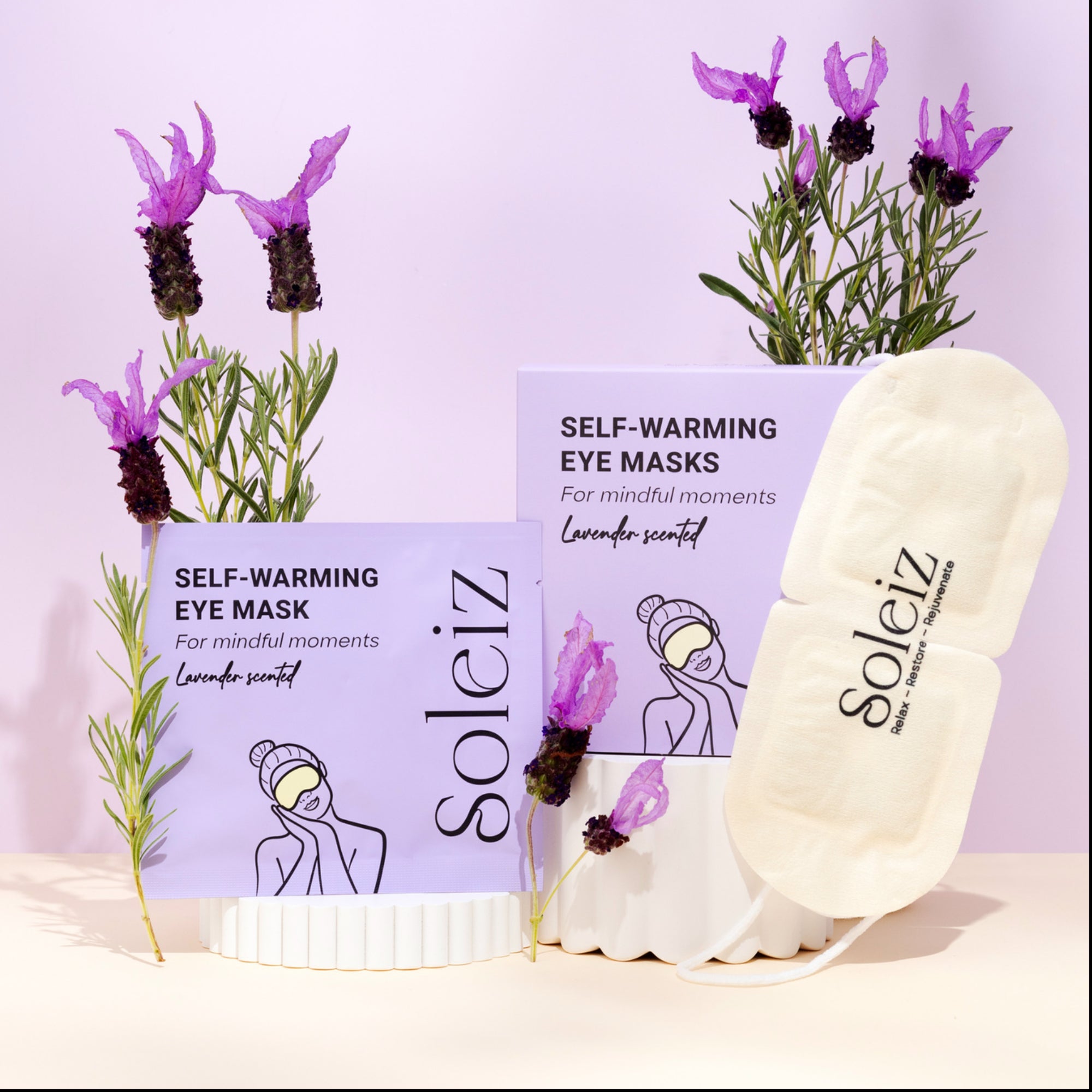 Soleiz Self Warming Eye Masks Lavender (Box Of 5) - Urban Naturals
