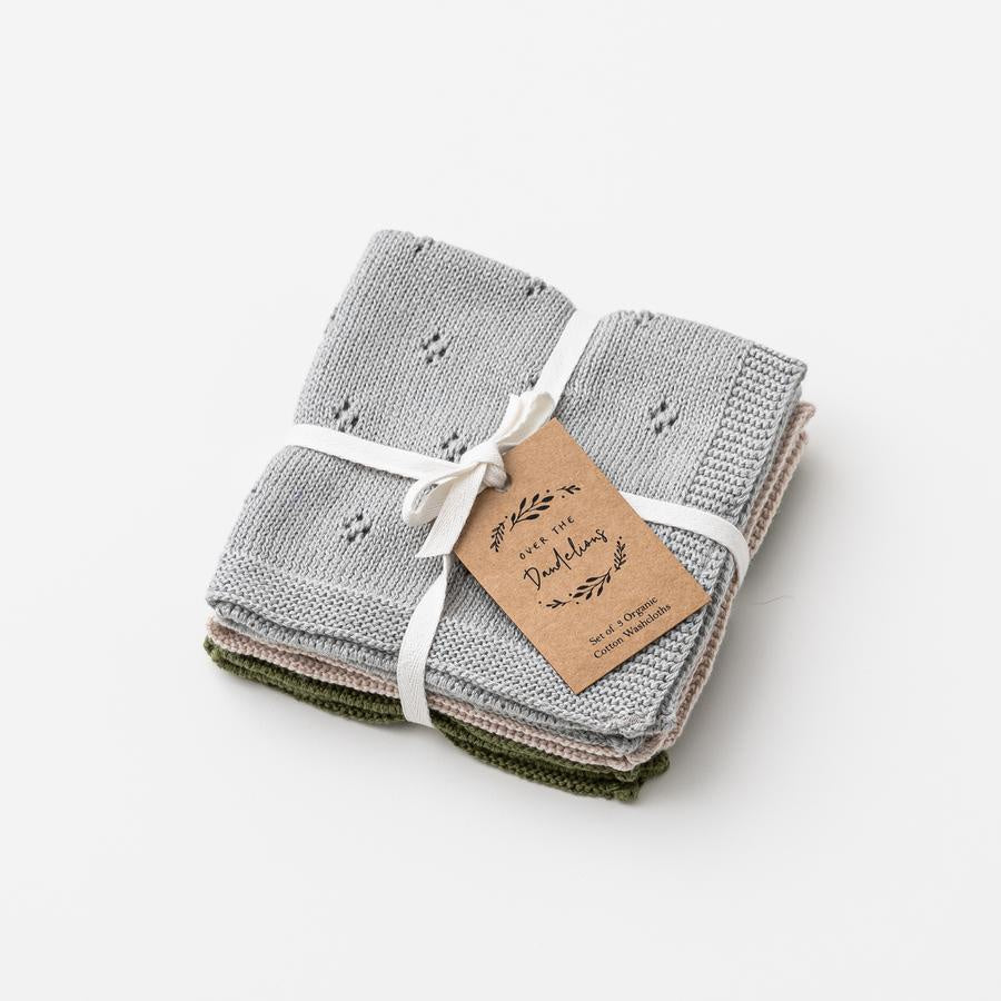 Over The Dandelions Organic Cotton Wash Cloth Set - Sea - Urban Naturals
