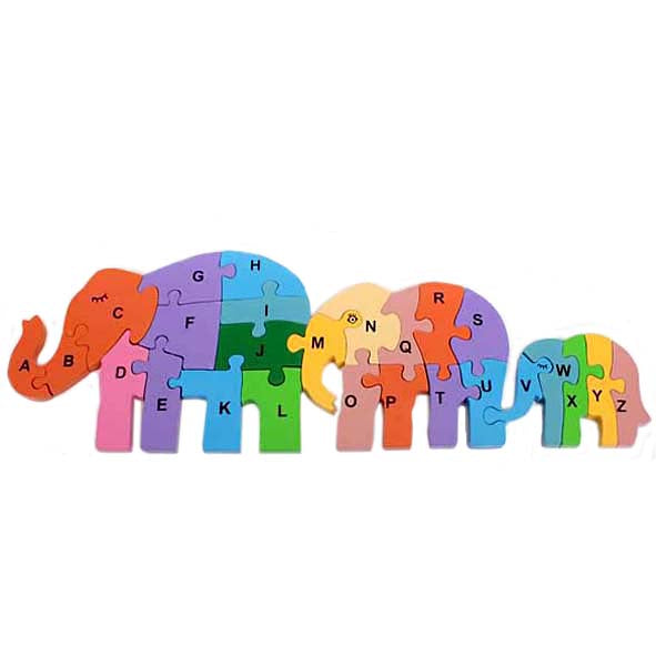 Wooden Elephant Family Alphabet Puzzle - Urban Naturals