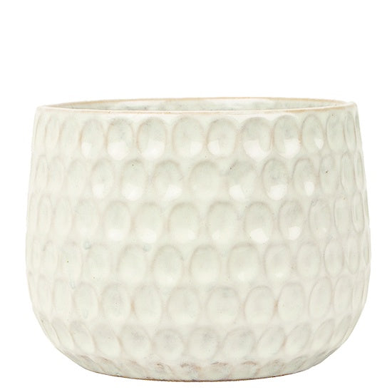 Emma Ceramic Pot 15cm -  Dimple Gloss White - Urban Naturals