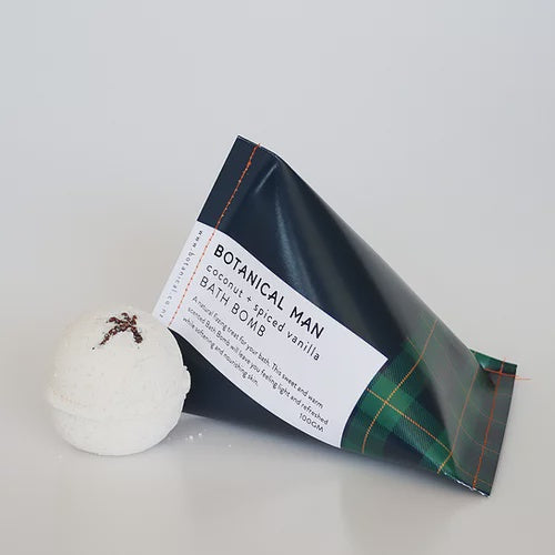 Botanical Man Bath Bomb - Coconut & Spiced Vanilla - Urban Naturals