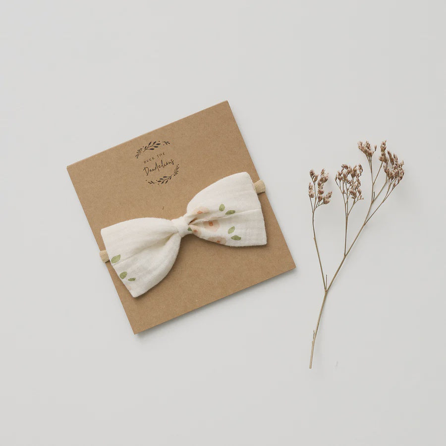 Over The Dandelions - Organic Muslin Bow Headband Daisy Print - Urban Naturals