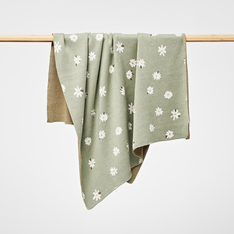 Organic Cotton Daisy Blanket - Thyme - Urban Naturals