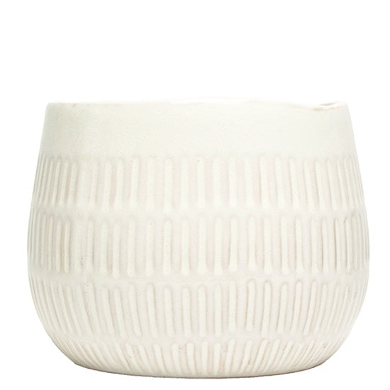 Emma Ceramic Pot 15cm - Line Gloss White - Urban Naturals