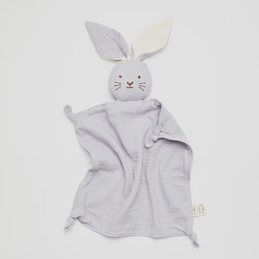 Over The Dandelions Organic Muslin Bunny Lovey - Frost With Milk Ears - Urban Naturals