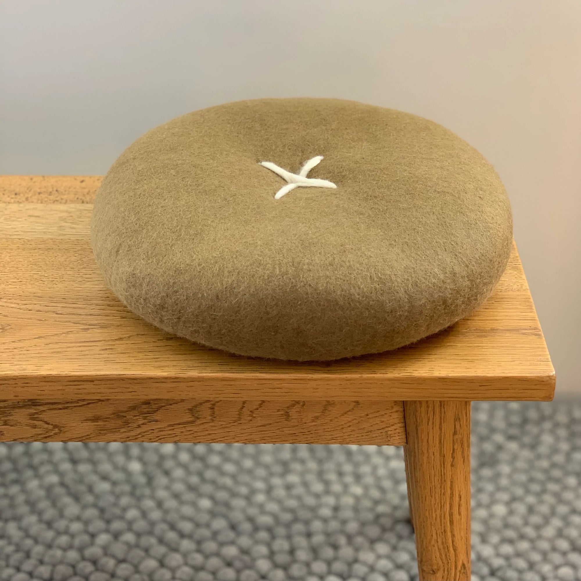 100% NZ Wool Felted Button Cushion 40cm - Urban Naturals
