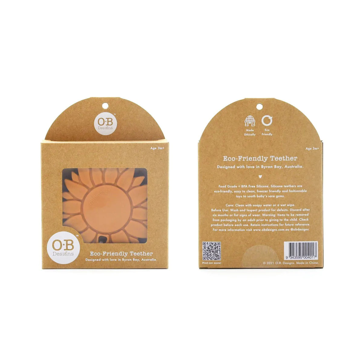 OB Designs Silicone Sunflower Teether - Ginger - Urban Naturals