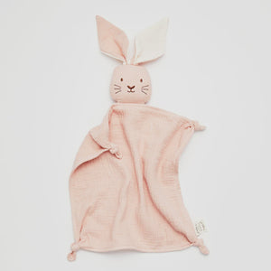 Over The Dandelions Organic Muslin Bunny Lovey - Blush With Milk Ears - Urban Naturals