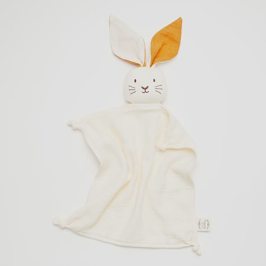 Over The Dandelions Organic Muslin Bunny Lovey - Milk With Saffron Ears - Urban Naturals