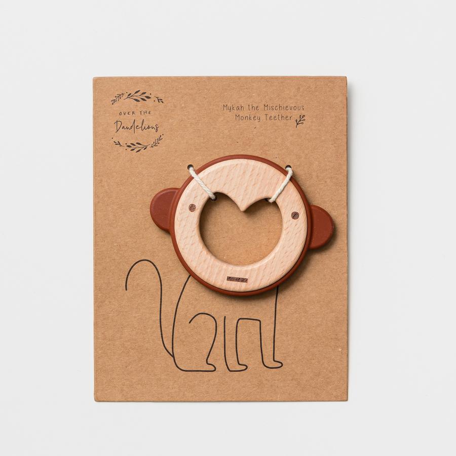 Mykah The Monkey Teether Wood/Silicone - Urban Naturals