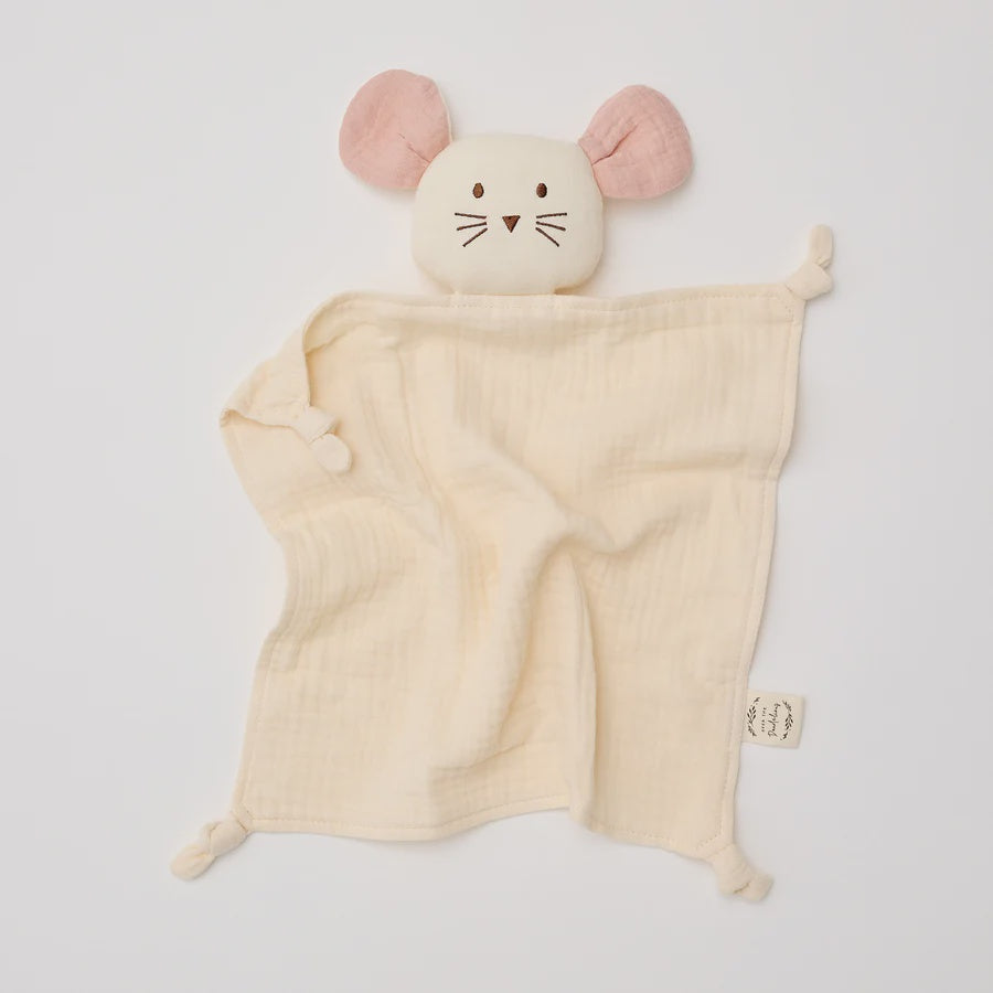 Over The Dandelions Organic Muslin Mouse Lovey - Milk With Blush Ears - Urban Naturals