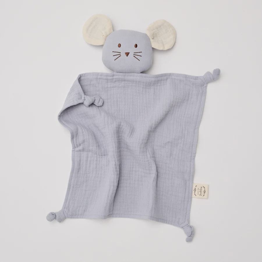 Over The Dandelions Organic Muslin Mouse Lovey - Frost With Milk Ears - Urban Naturals