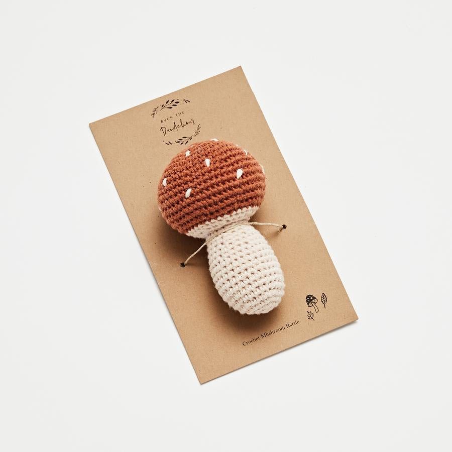 Over The Dandelions Crochet Rattle - Mushroom - Urban Naturals