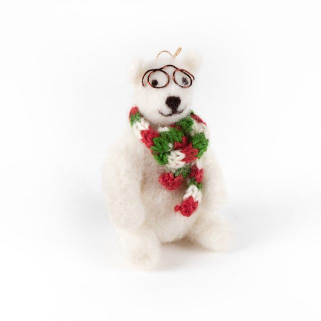 Polar Bear With Glasses Christmas Decoration - Urban Naturals