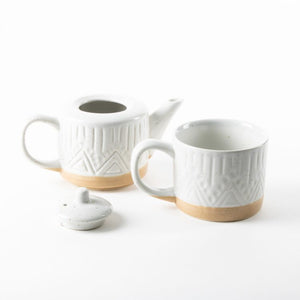 Linear Speckle Ceramic Teapot And Mug - Urban Naturals