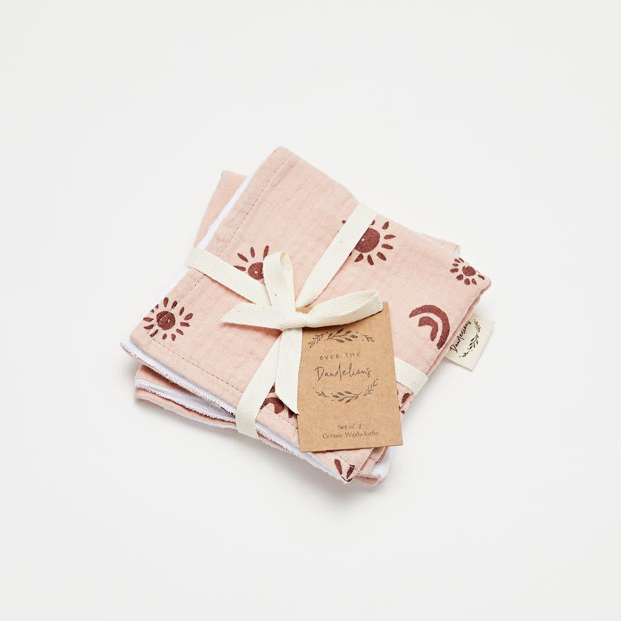 Over The Dandelions Wash Cloth Set Of 2 - Sunny Blush/Plum - Urban Naturals